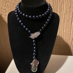 9-10mm natural black freshwater, keshi, baroque pearl